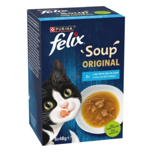 Felix Soup Original - пауч за котки с риба тон, треска и писия 6 х 48 гр